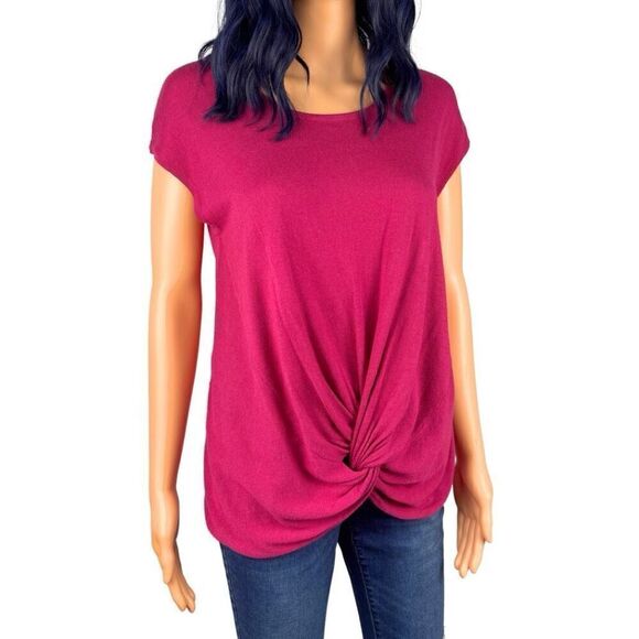 Anthropologie Sunday in Brooklyn Magenta Twist Front Sleeveless Top - Picture 3 of 6